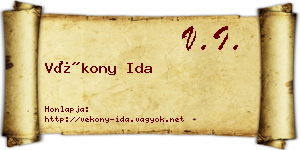 Vékony Ida névjegykártya