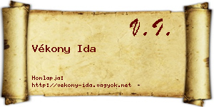 Vékony Ida névjegykártya